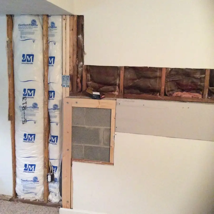 Wall insulation replacement during Basement Flood Cleanup in West Bend